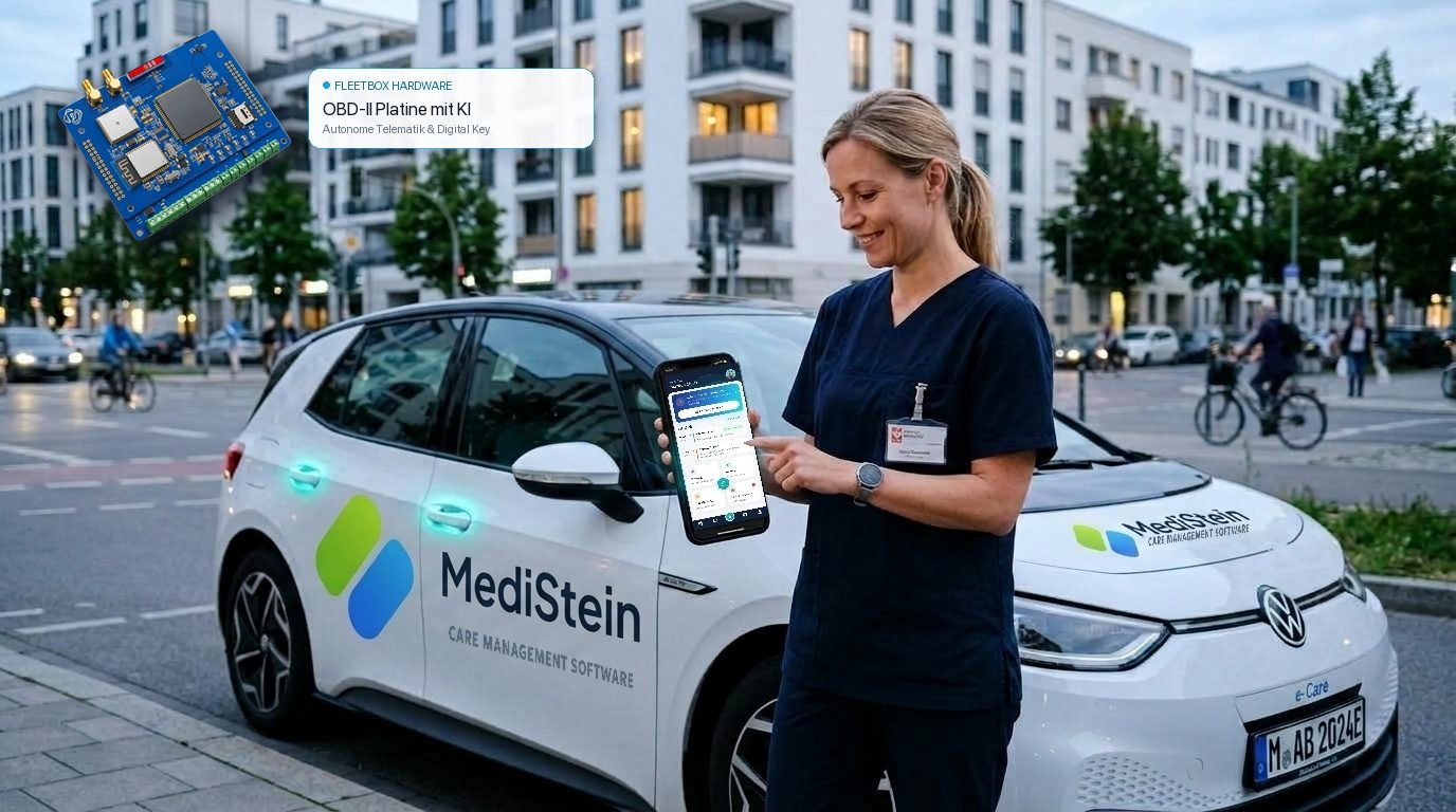 Schlüsselloser Dienstwagen-Zugang per MediStein KI Mobile – MediStein Flotte